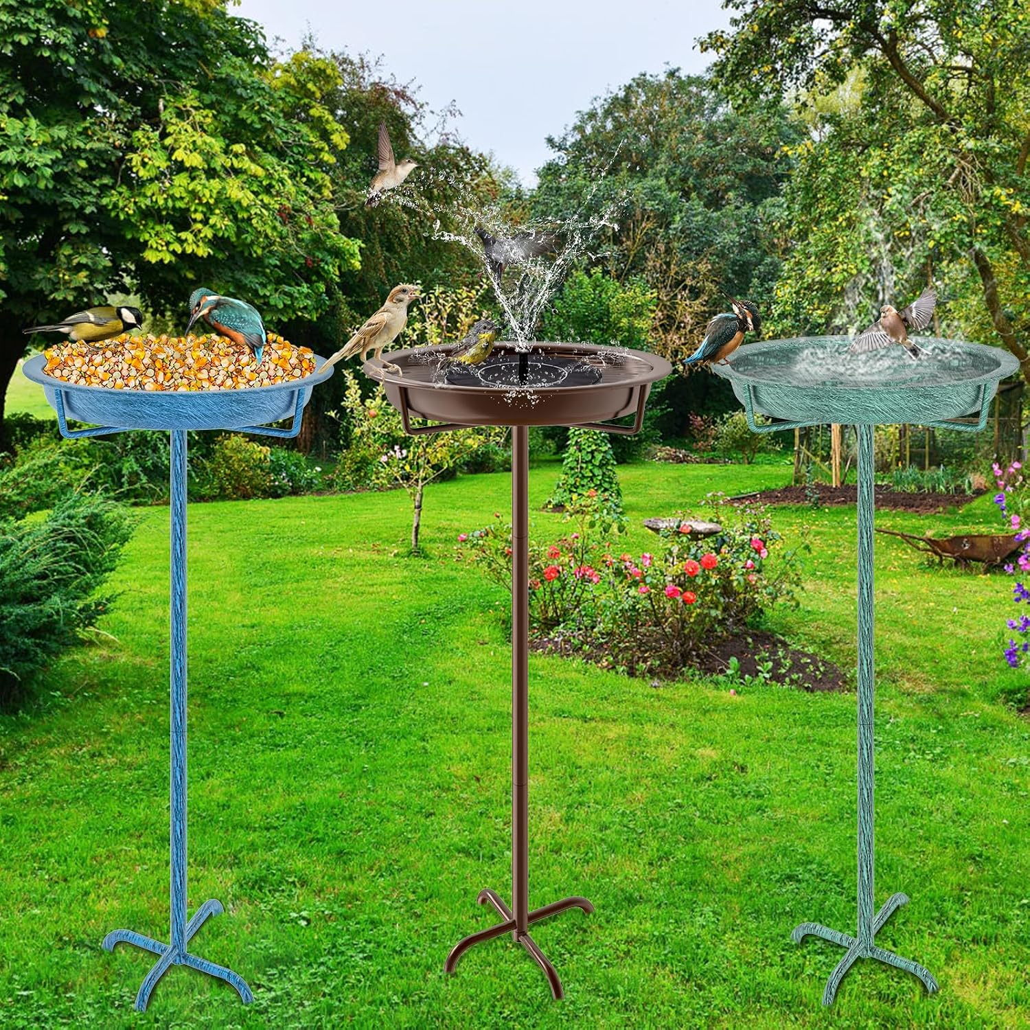 Thumbnail 6 de KHayRovies Vogeltränke stehend aus Metall (92 x 27 cm) – Outdoor-Vogelbad im Retro-Stil