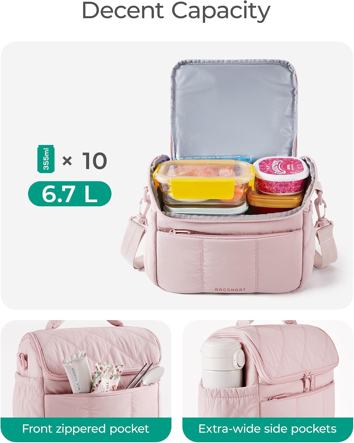 Thumbnail 2 de BAGSMART Insulated Lunch Bag for Women – Cute Quilted, Lightweight Waterpoof Lunch Tote