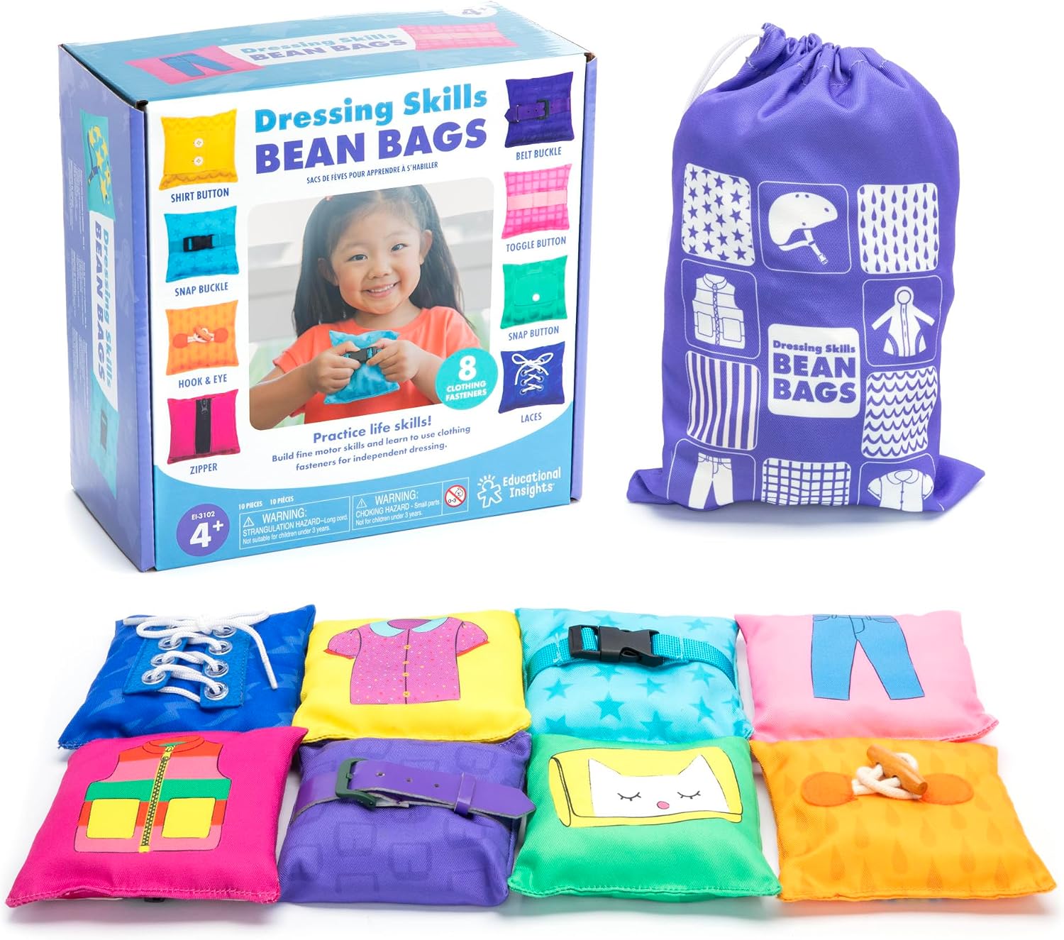 Thumbnail 6 de Learning Resources Dress Skills Bean Bags, 8 Clothing Closures for Fine Motor Practice