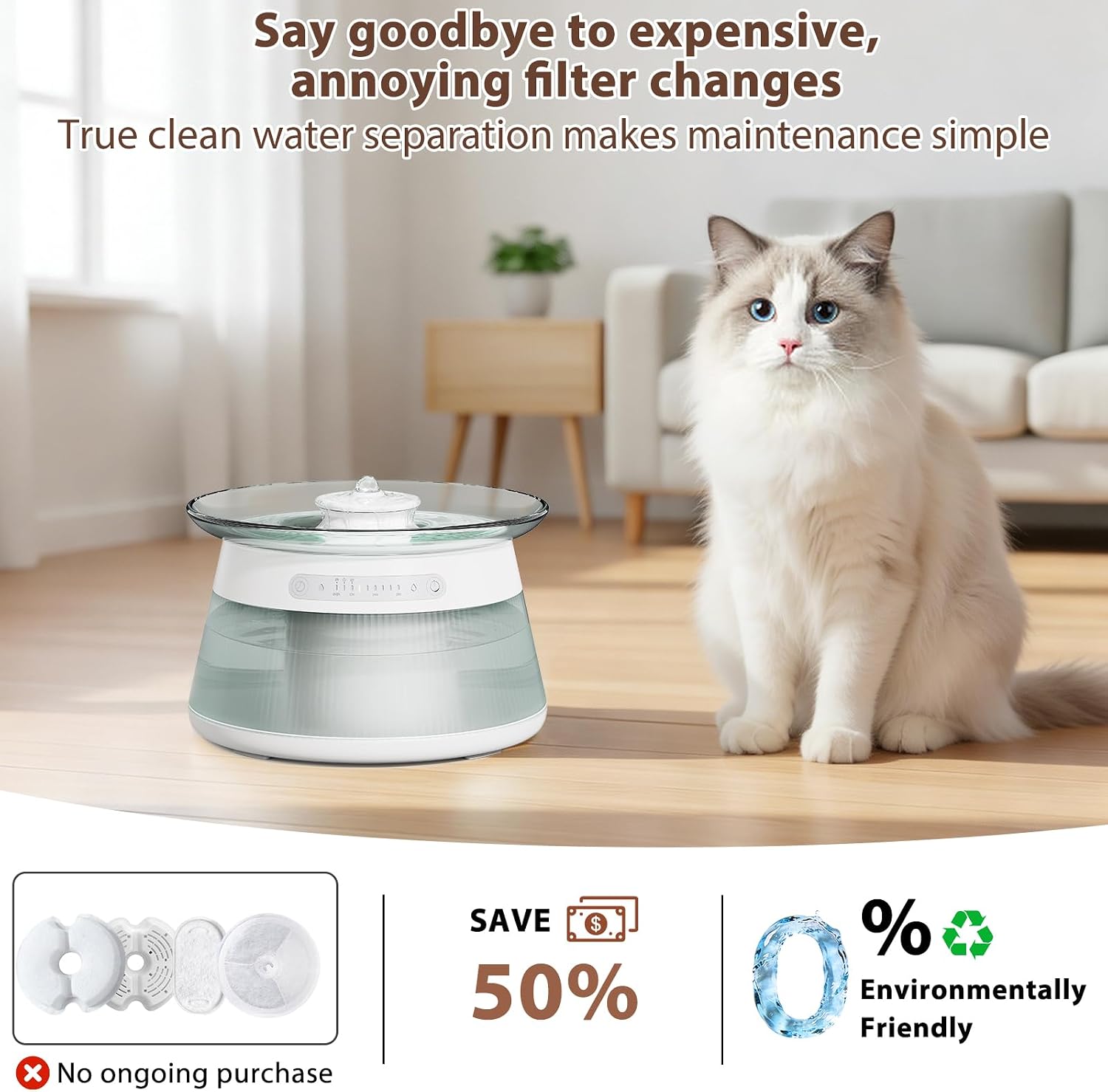 Thumbnail 5 de GOYJOY Glass Smart Cat Water Fountain: Self-Refill, No Filter, Ultra Silent with 2.5L Tank