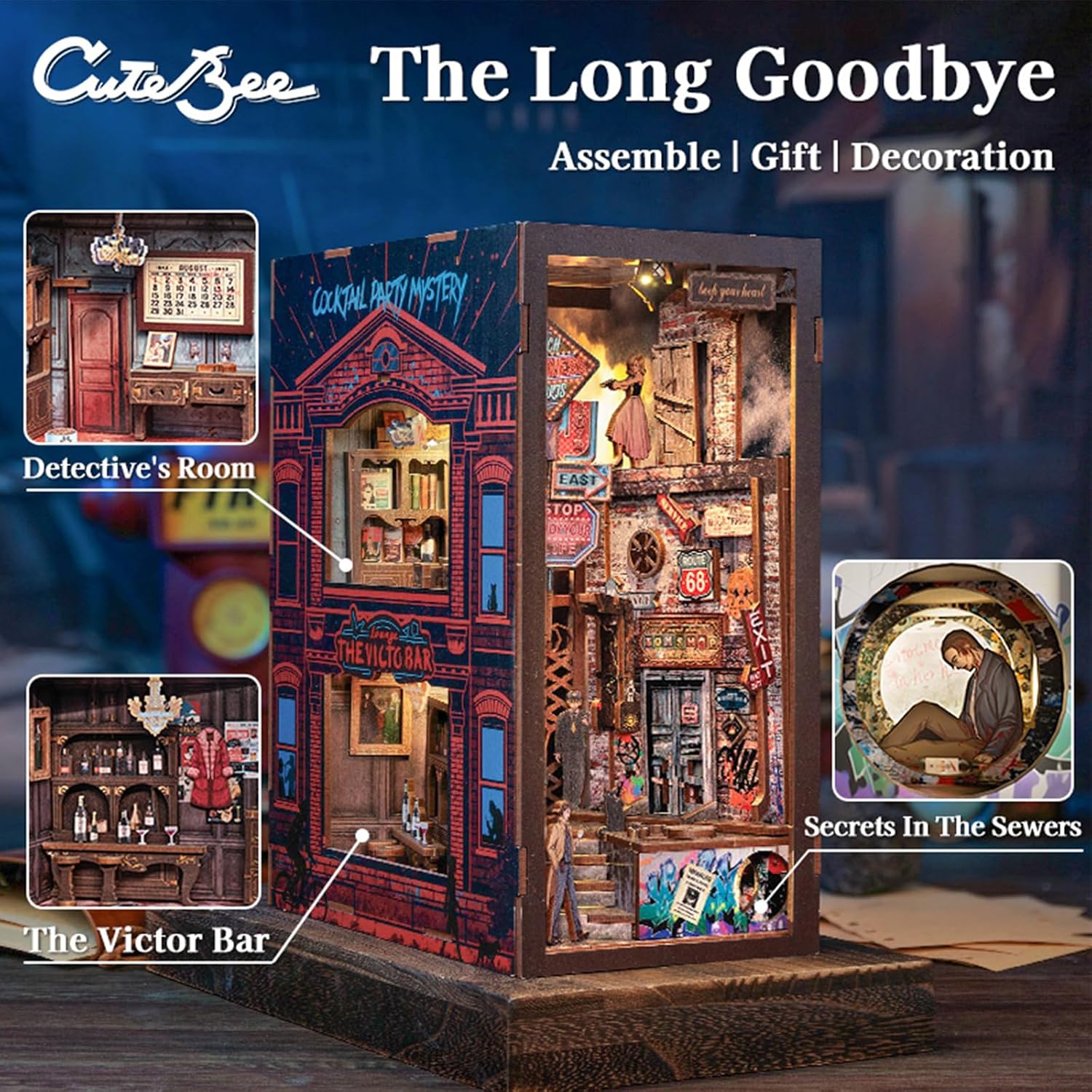 Detalle 2 de CUTEBEE The Long Goodbye, kit book nook LED