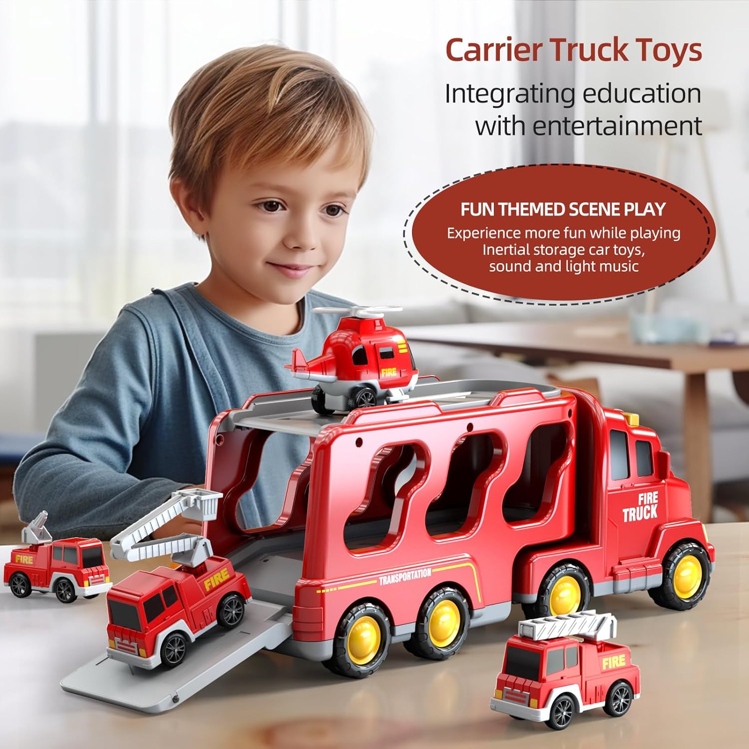 Thumbnail 4 de Beby Buty 5 in 1 Fire Truck Toys for Toddlers (3-6 Years) — Lights, Sounds & Educational Play