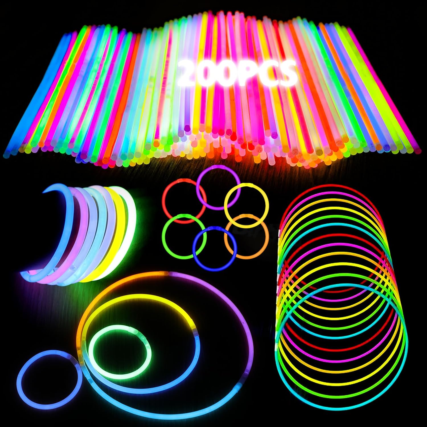 Thumbnail 6 de Knicklichter Party-Set für Kinder: 100 Leuchtstäbe mit 100 Verbindern in 7 Farben