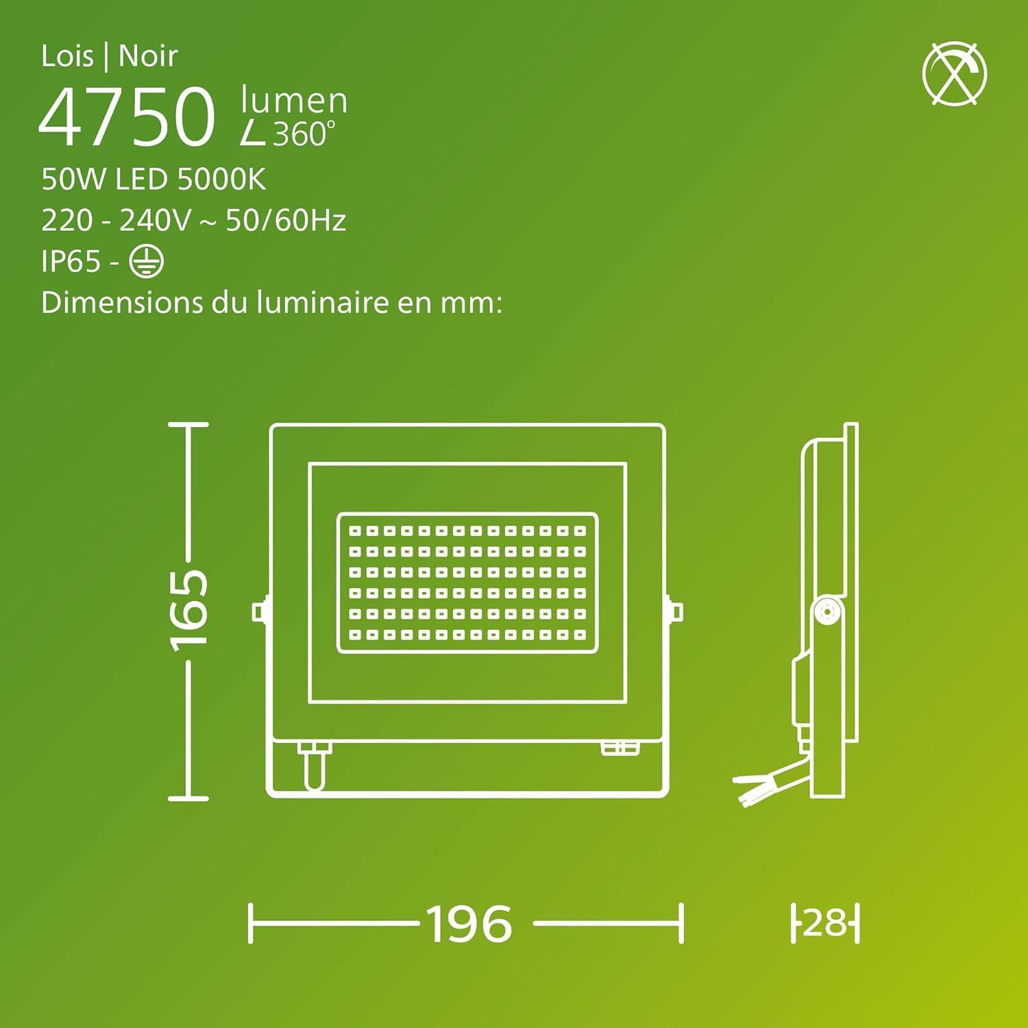 Thumbnail 2 de Philips Lois projecteur extérieur 50 W
