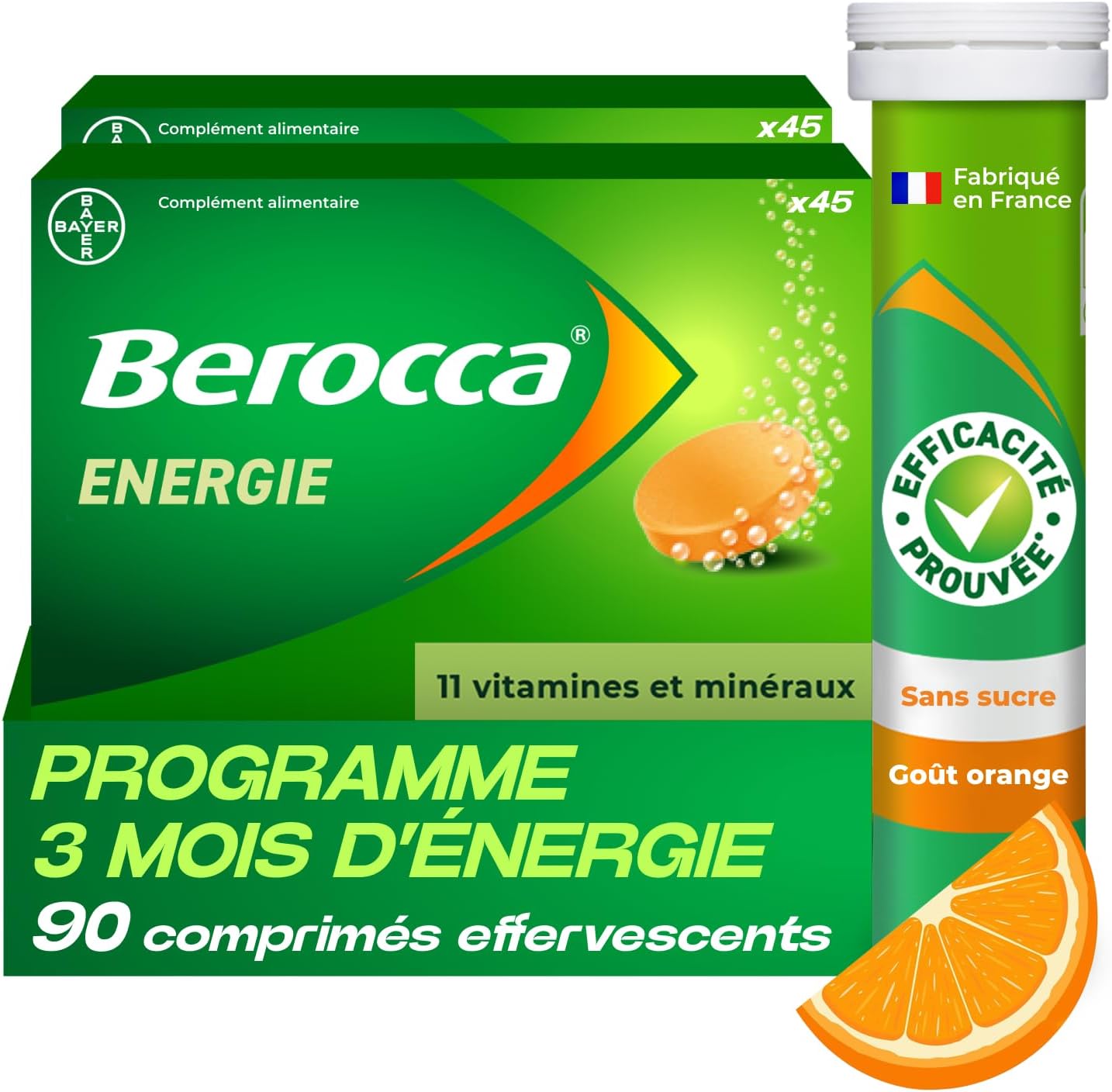 Detalle de Berocca Energie Orange multivitamines 45 comprimés 💊