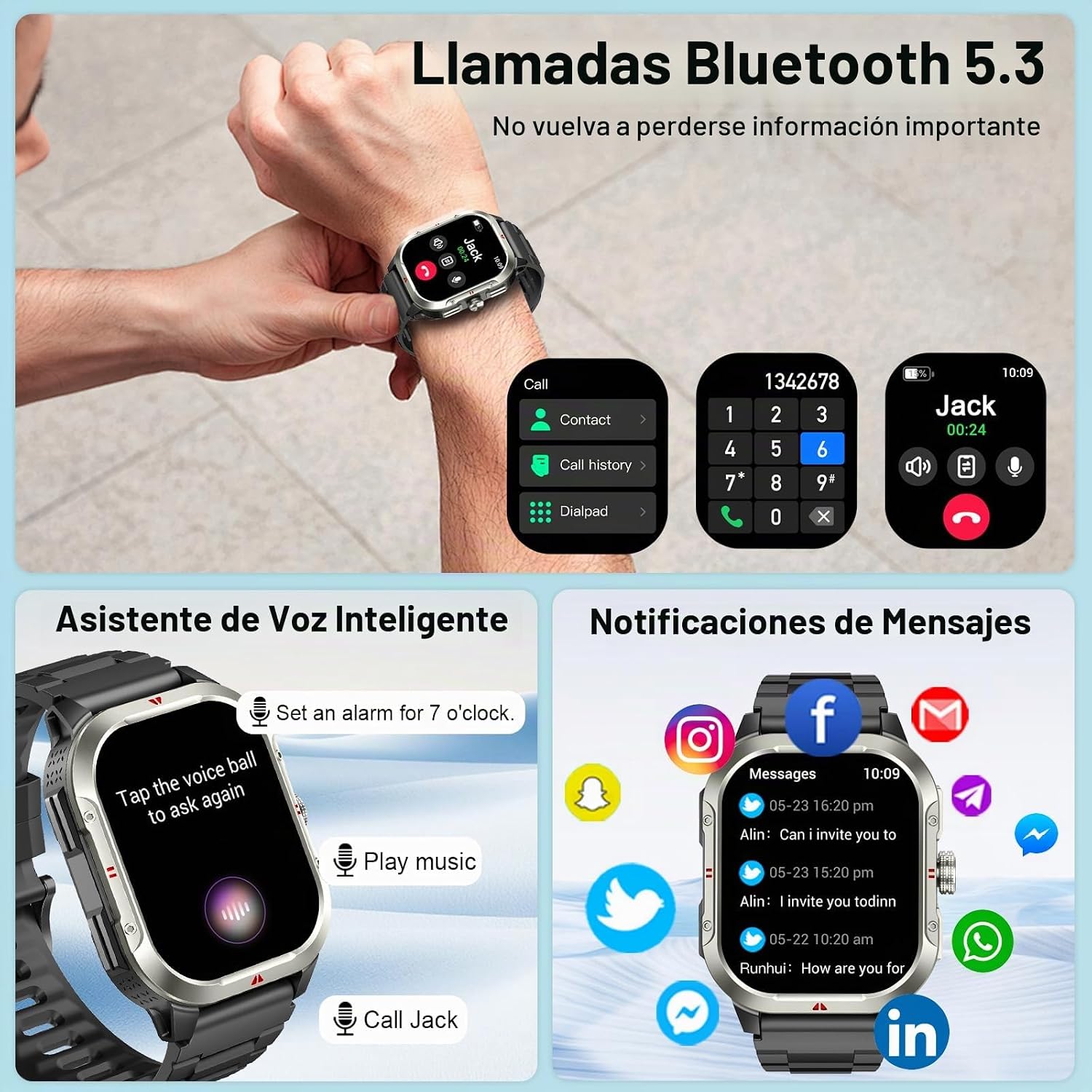 Thumbnail 2 de Jugeman Reloj Inteligente Hombre con GPS, 2.06'' Smartwatch y Fitness Tracker