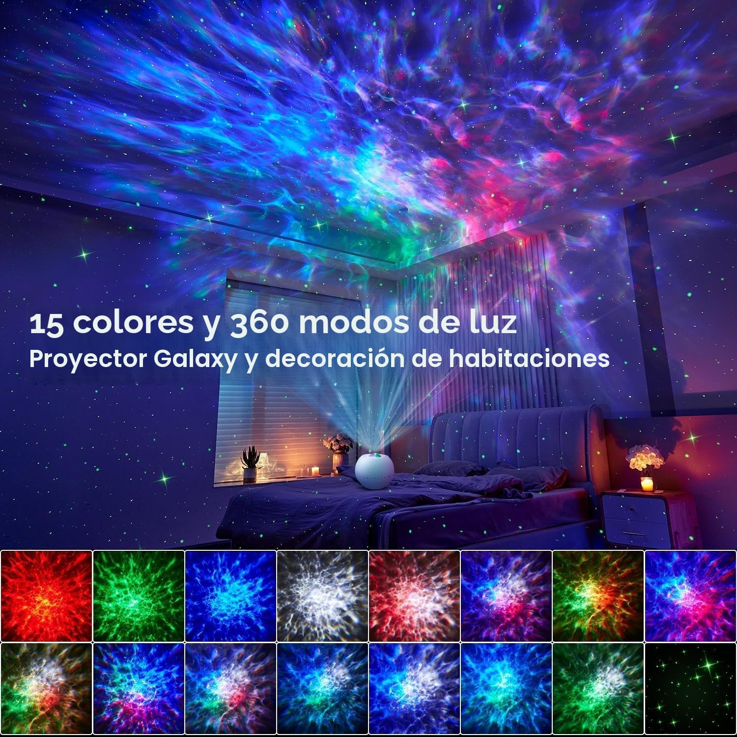 Detalle 2 de One Fire Proyector de Galaxias y Estrellas 15 colores