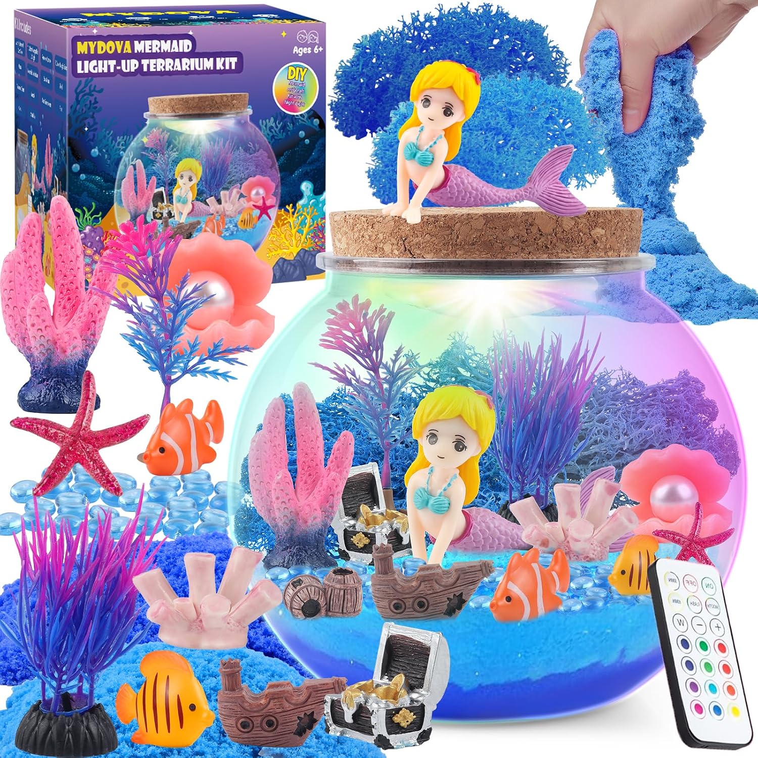 Detalle de MYDOVA LBWP0113 zeemeerminterrarium met afstandsbediening en ledlicht