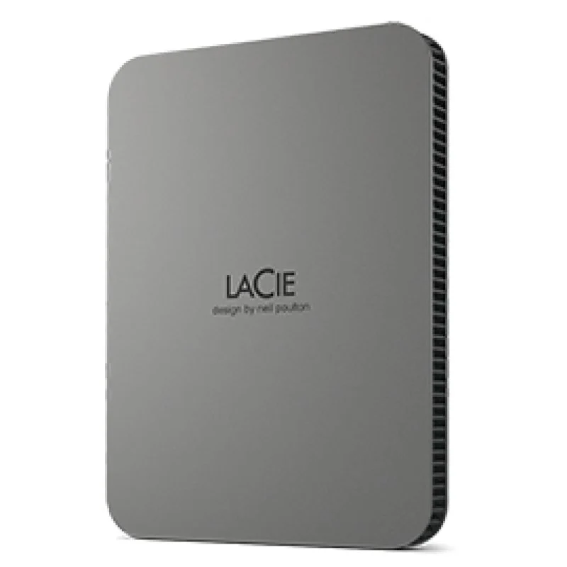 Detalle de LaCie Mobile Drive Secure 2022 5TB USB-C — 2,5 pulgadas, diseño minimalista y copias de seguridad con USB-C