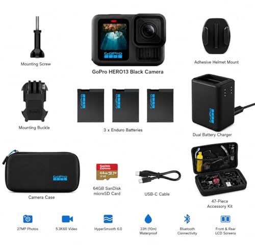 Thumbnail 7 de GoPro HERO13 Black Action Camera Bundle with 3 Enduro Batteries & 64GB SD: All-Day Adventure Gear