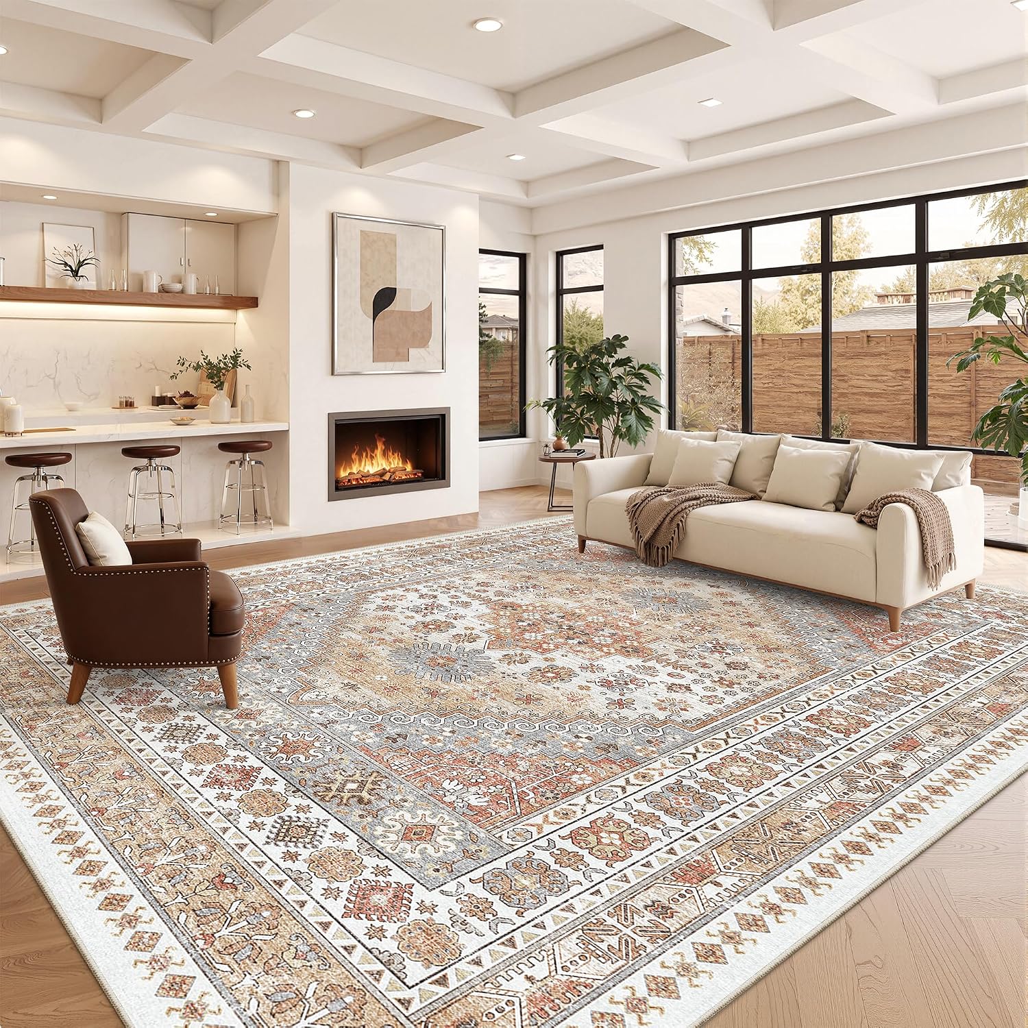 Thumbnail 3 de Zesthome 10x14 Area Rug: Stain-Resistant, Washable, Non-Slip 10x14 Orange