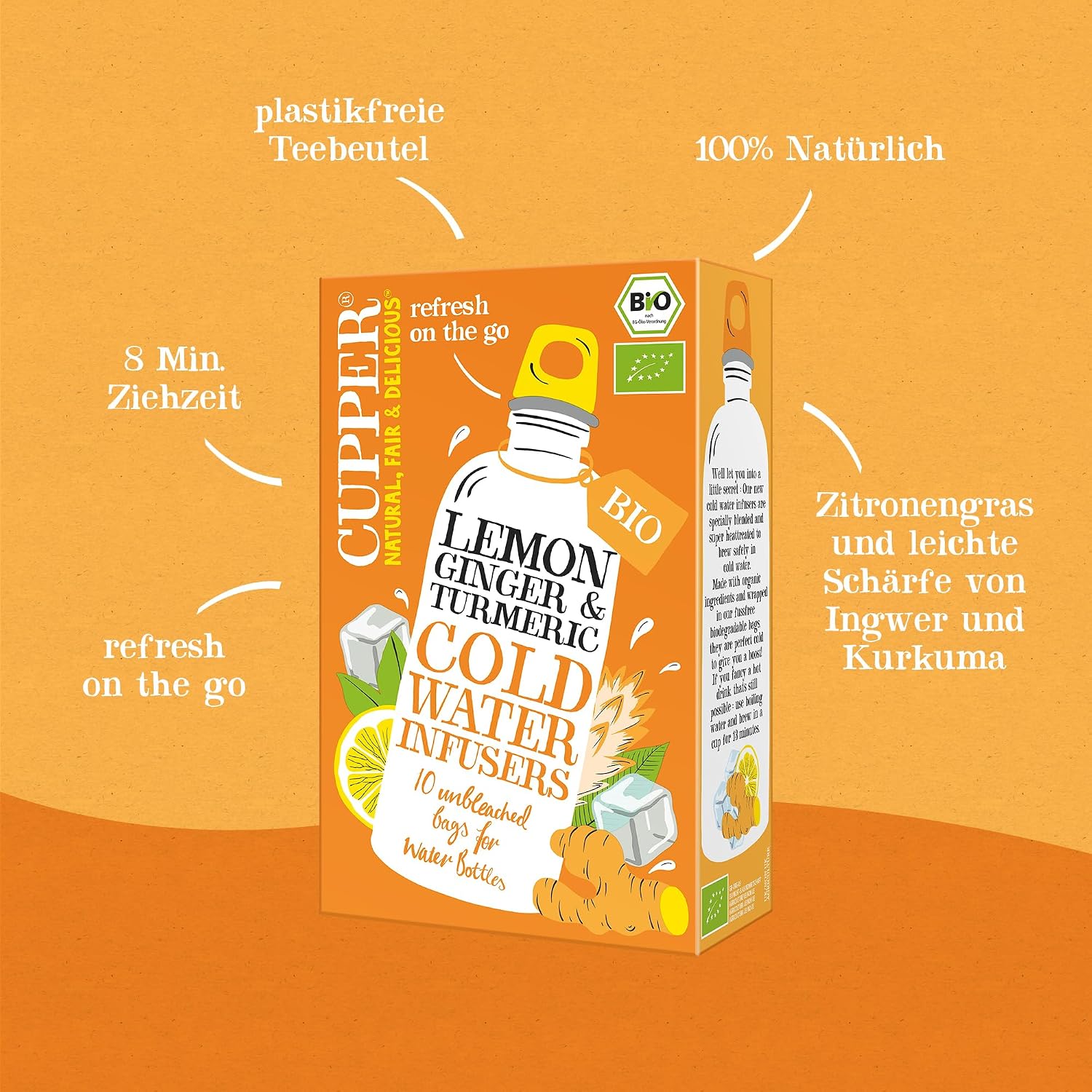 Thumbnail 1 de Cupper Bio Cold Water Infusers Lemon, Ginger & Turmeric – 6er Pack
