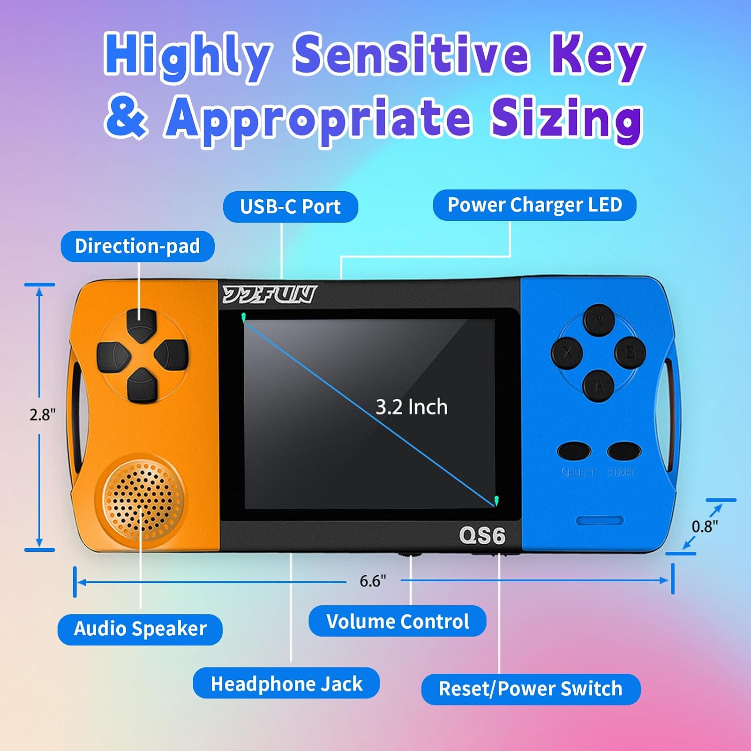 Detalle de SNONBROS Kids Handheld Game Console (216 Classic Games) with 3.2" Screen