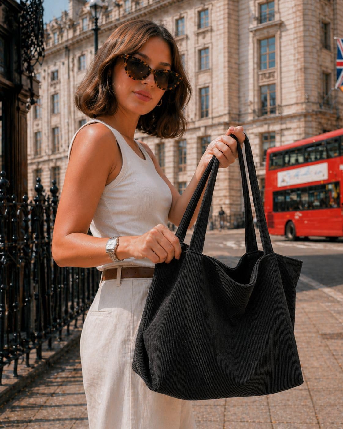 Thumbnail 3 de Corduroy Tote Bag with Zip: Everyday Style Meet Practicality