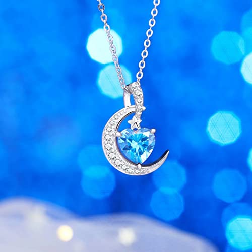 Thumbnail 5 de Qings Collar de piedra de nacimiento de diciembre en plata de ley 925 con corazón y luna