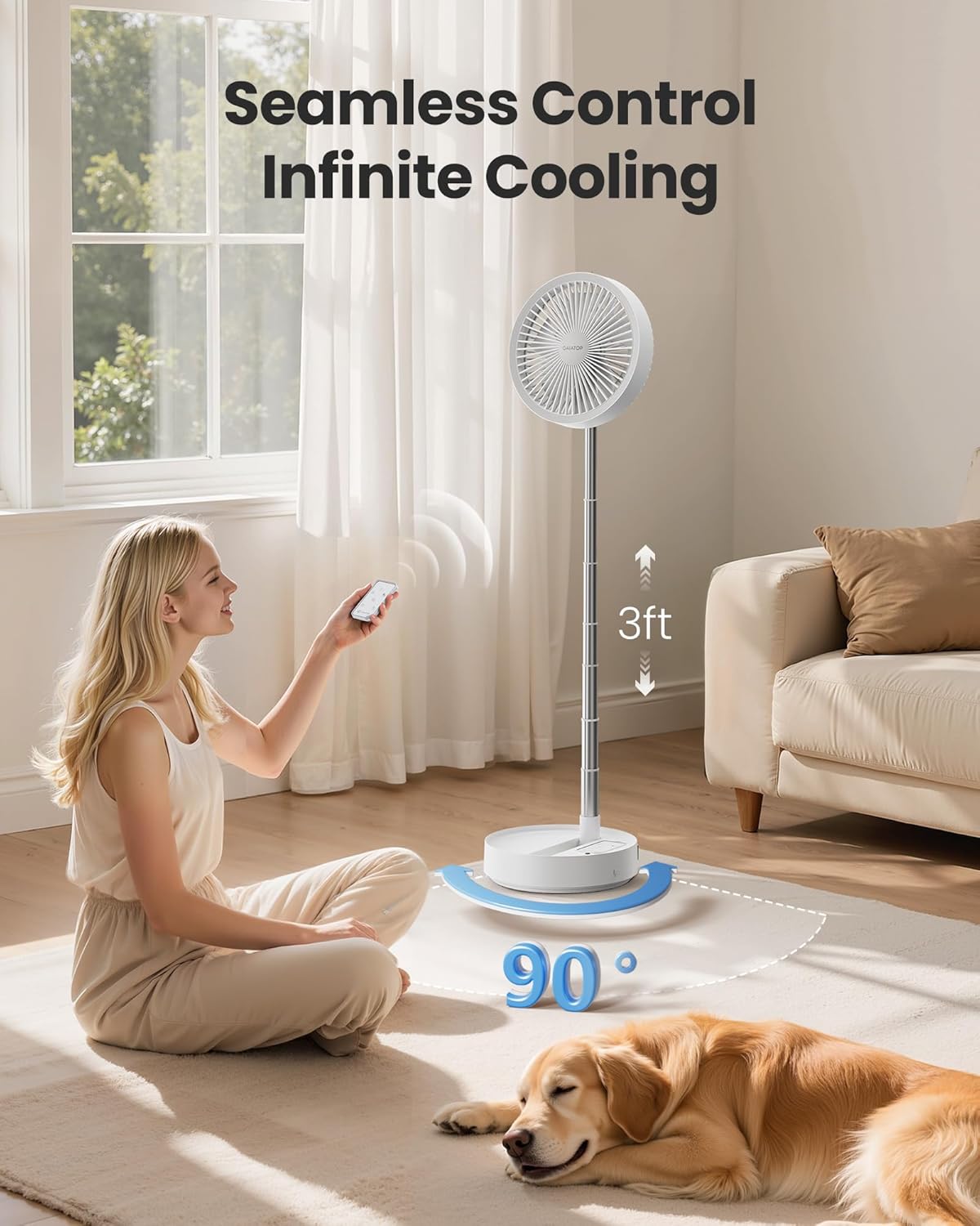 Thumbnail 4 de Gaiatop Portable Pedestal Fan 16000mAh Power Bank with LED Light – Foldable, 4-Speed, 270° Head Rotation