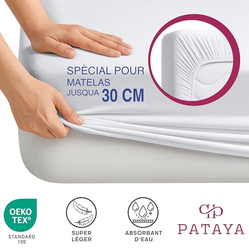 Detalle de PATAYA Protège Matelas Imperméable 160 x 200 x 30 cm – Surmatelas Alèse