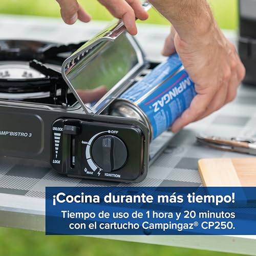 Detalle de Campingaz Camp Bistro 3 Fornelli Piastra Combo: hornillo de camping con plancha integrada