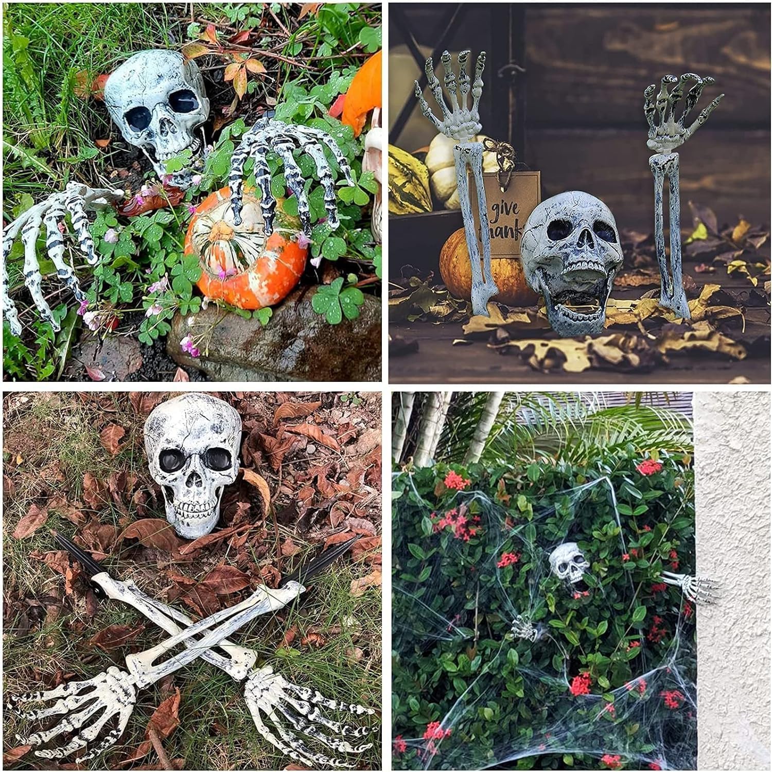 Detalle 1 de EddHomes Skeleton Stake 3pcs Halloween Yard Decoration with Adjustable Head and Arms
