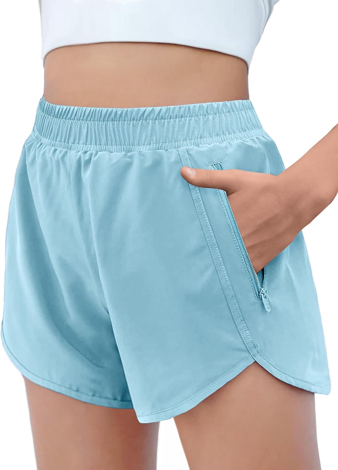 Thumbnail 6 de Arshiner Shorts Ragazze Pantaloncini Estivi con Tasche Cerniera, Vita alta, 5–14 anni