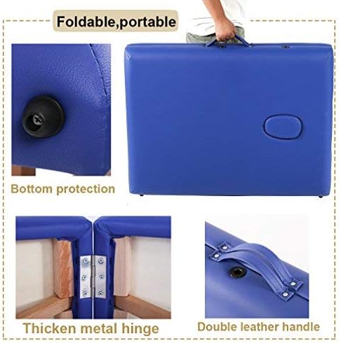 Detalle 2 de BestMassage Portable Massage Table, Blue, Adjustable Height, Folding Design