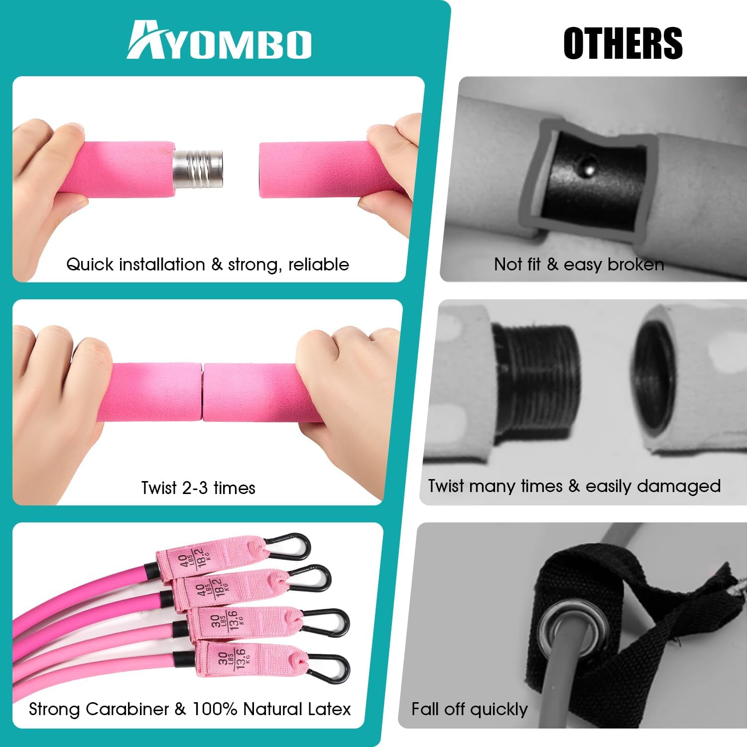 Thumbnail 3 de Ayombo Pilates Bar Kit with Resistance Bands: Portable Full-Body Home Workout
