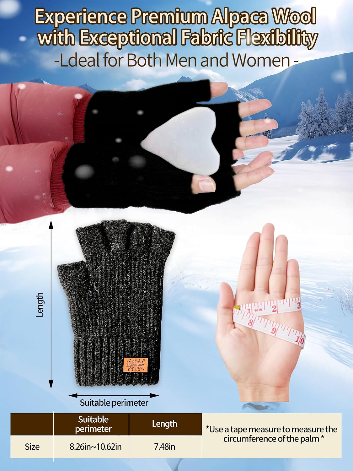 Thumbnail 4 de JYUYNY Guantes sin Dedos con forro polar