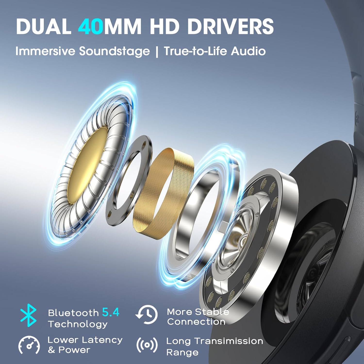 Thumbnail 4 de DOQAUS Bluetooth Headphones 90H battery