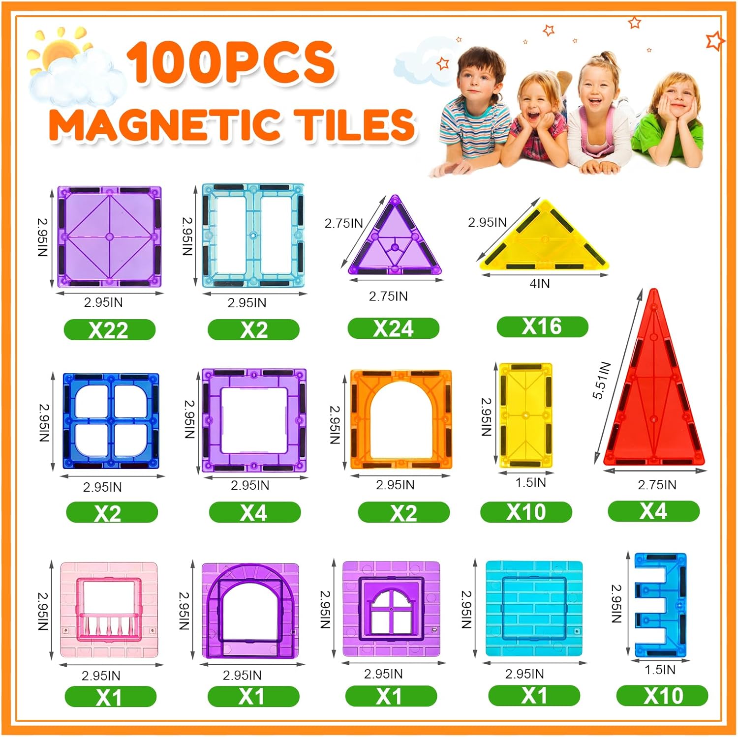 Thumbnail 6 de Kaysaitoy Magnetic Tiles 100pcs set for kids 🧩