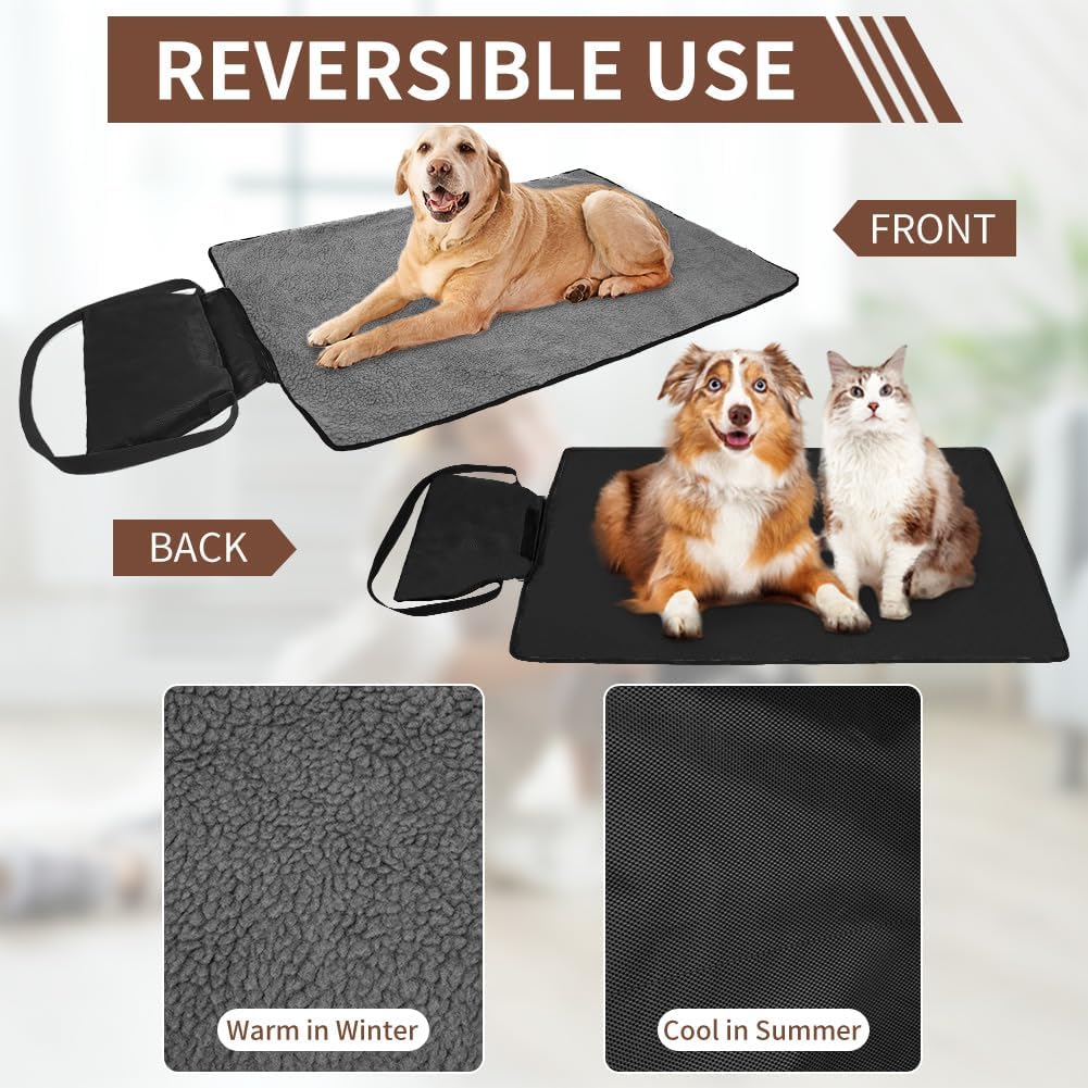 Thumbnail 4 de Adiwo Tappeto per Cane impermeabile pieghevole 100 x 70 cm con borsa portaoggetti (nero)