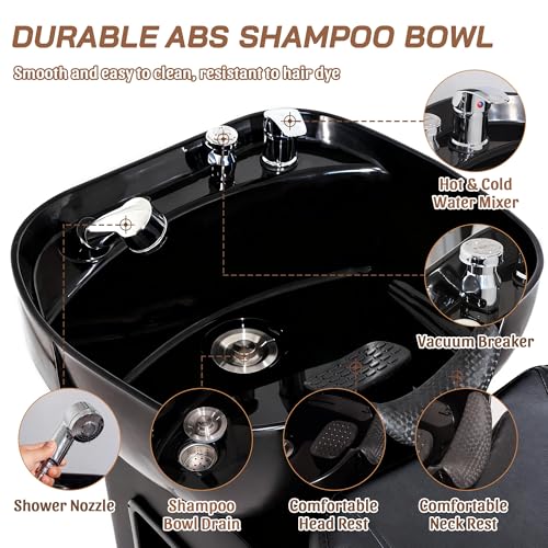 Thumbnail 4 de WestWood Salon Shampoo Chair with ABS Basin, Reclining Backrest and Mixer
