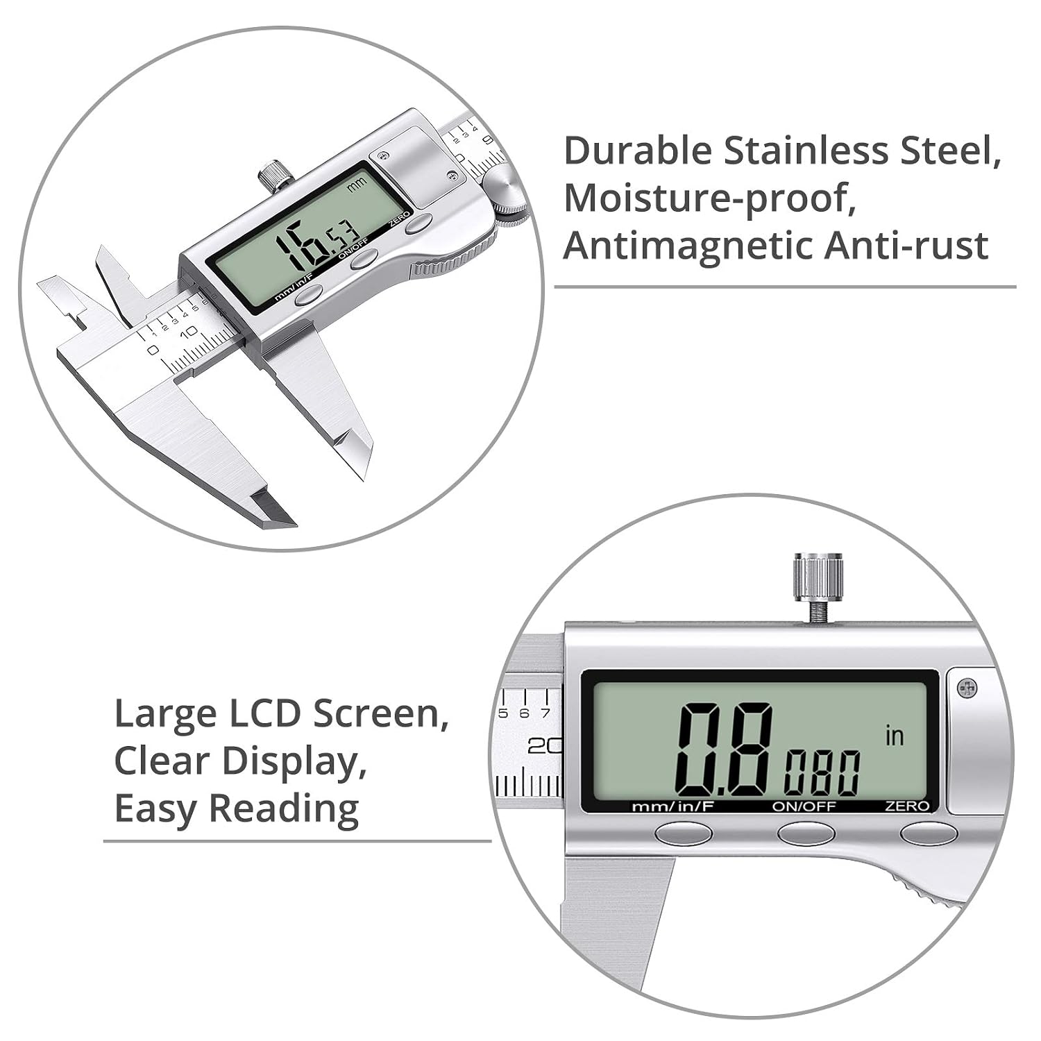 Detalle 2 de Proster Digital Vernier Caliper, 200mm/8-inch with 32 Feeler Gauges