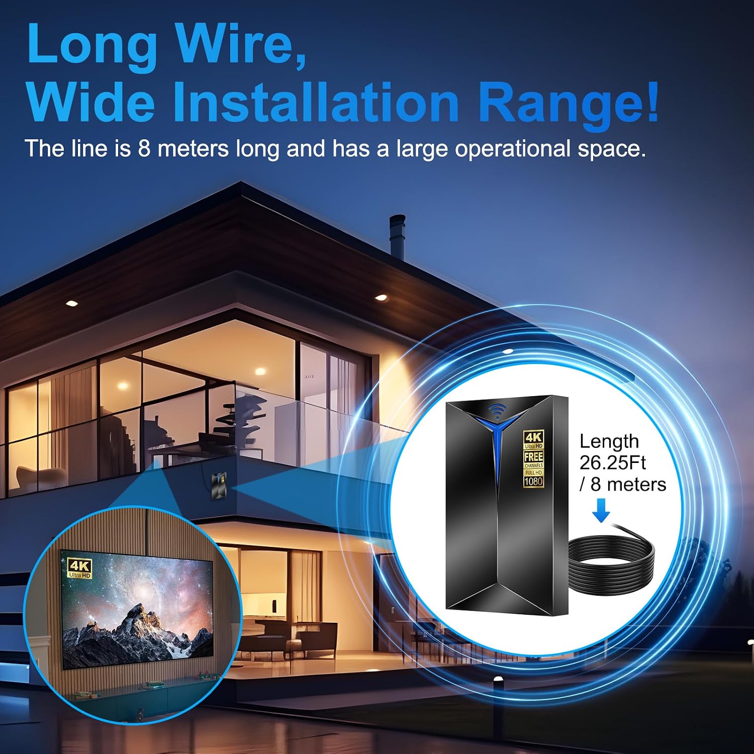 Thumbnail 6 de 2026 Premium TV Antenna Indoor Outdoor — Long-Range Local Channel Reception