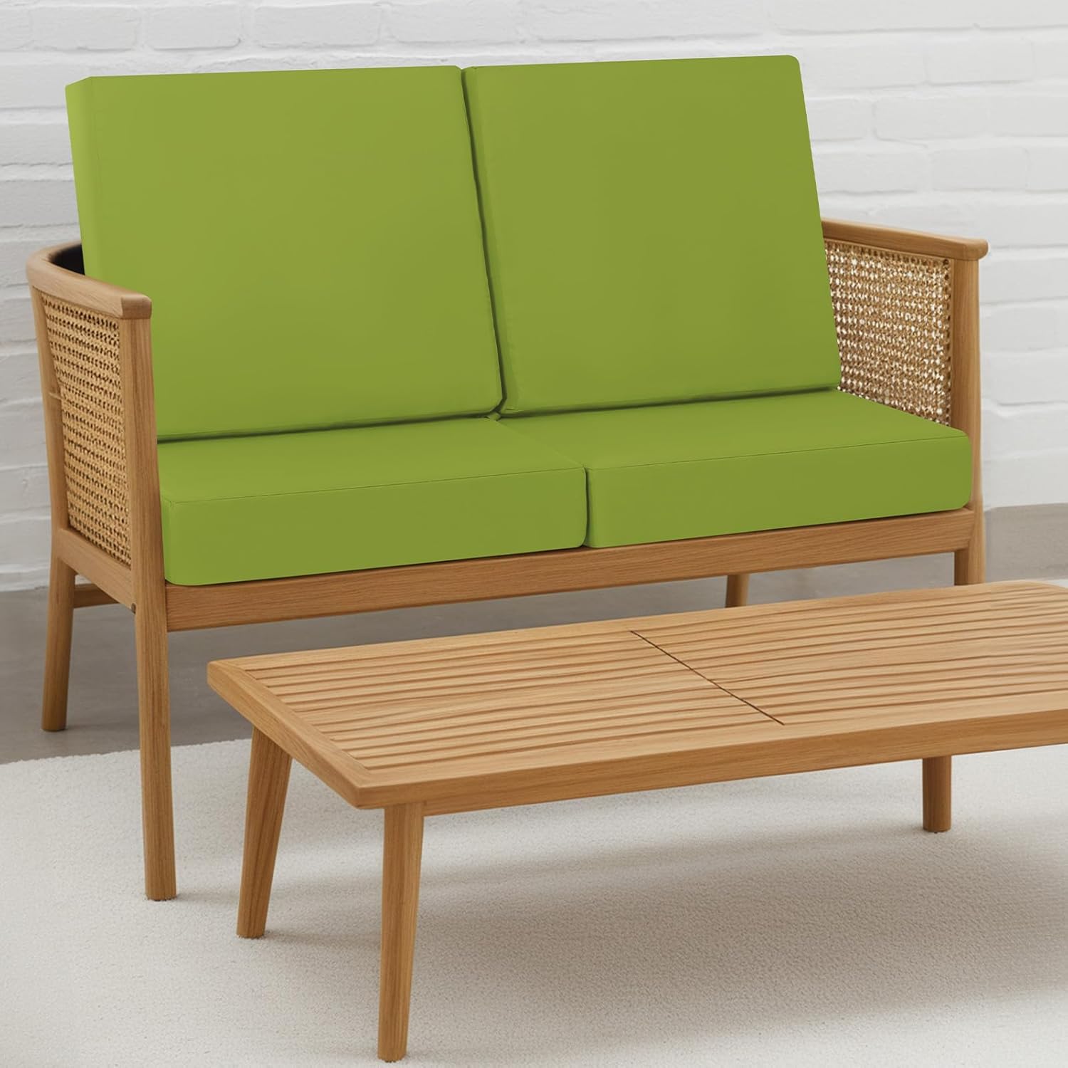 Thumbnail 6 de PRIMEPATIO Stuhlkissen 50x50 Set für den Außenbereich (2-teilig), wasserdichter Memory-Schaum, Apfelgrün