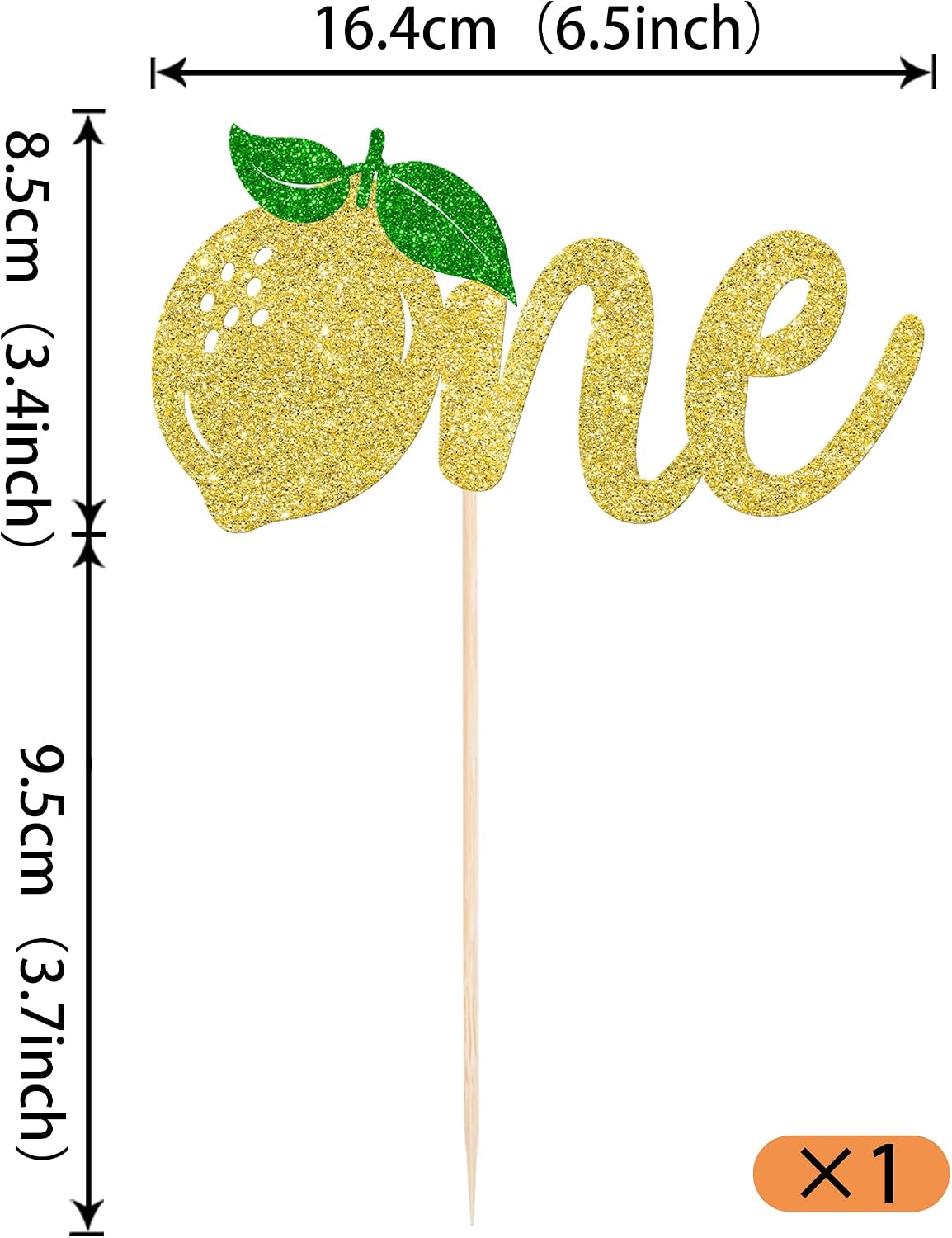 Thumbnail 1 de Xsstarmi Lemon One Cake Topper – Glitter Happy First Birthday