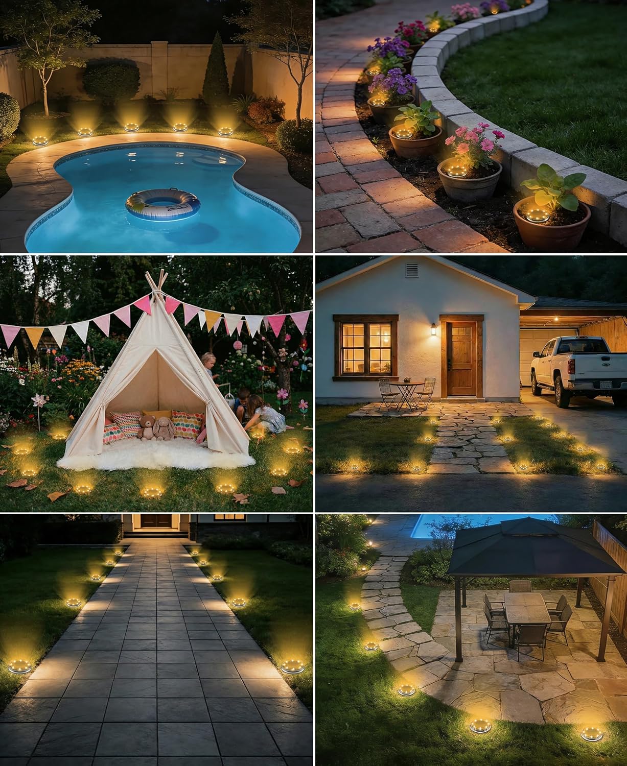 Thumbnail 6 de LOTMOS 6er-Set Solar-Bodenleuchten für außen mit 8 LEDs, IP68, warmweiß