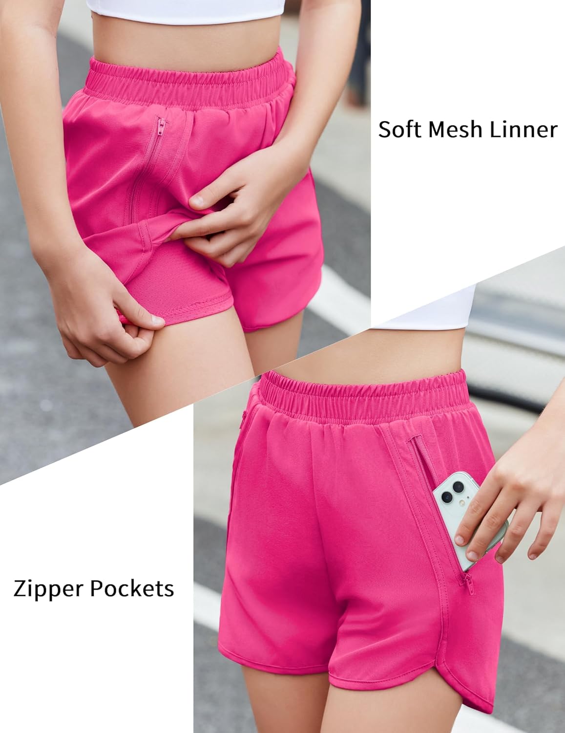 Thumbnail 5 de Arshiner Shorts de sport pour fille — été, taille haute, poches zippées, 5–14 ans
