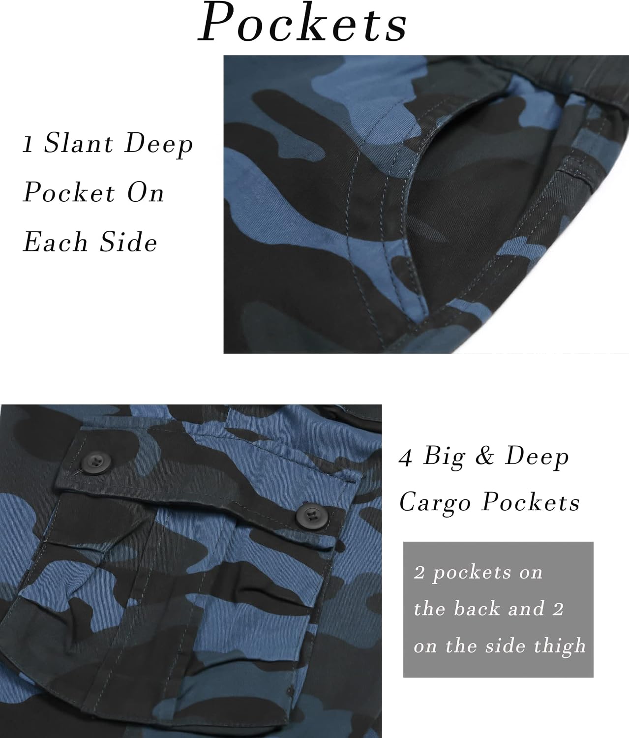 Detalle 2 de APTRO Men's Cargo Shorts, Relaxed-Fit Cotton Twill with Multiple Pockets