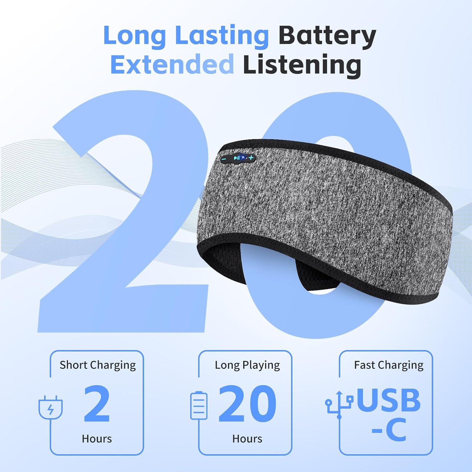 Detalle 2 de Veeniitosr Sleep Headphones Bluetooth 6.0 Headband — 3-in-1 Sleep, Workout & Eye Mask