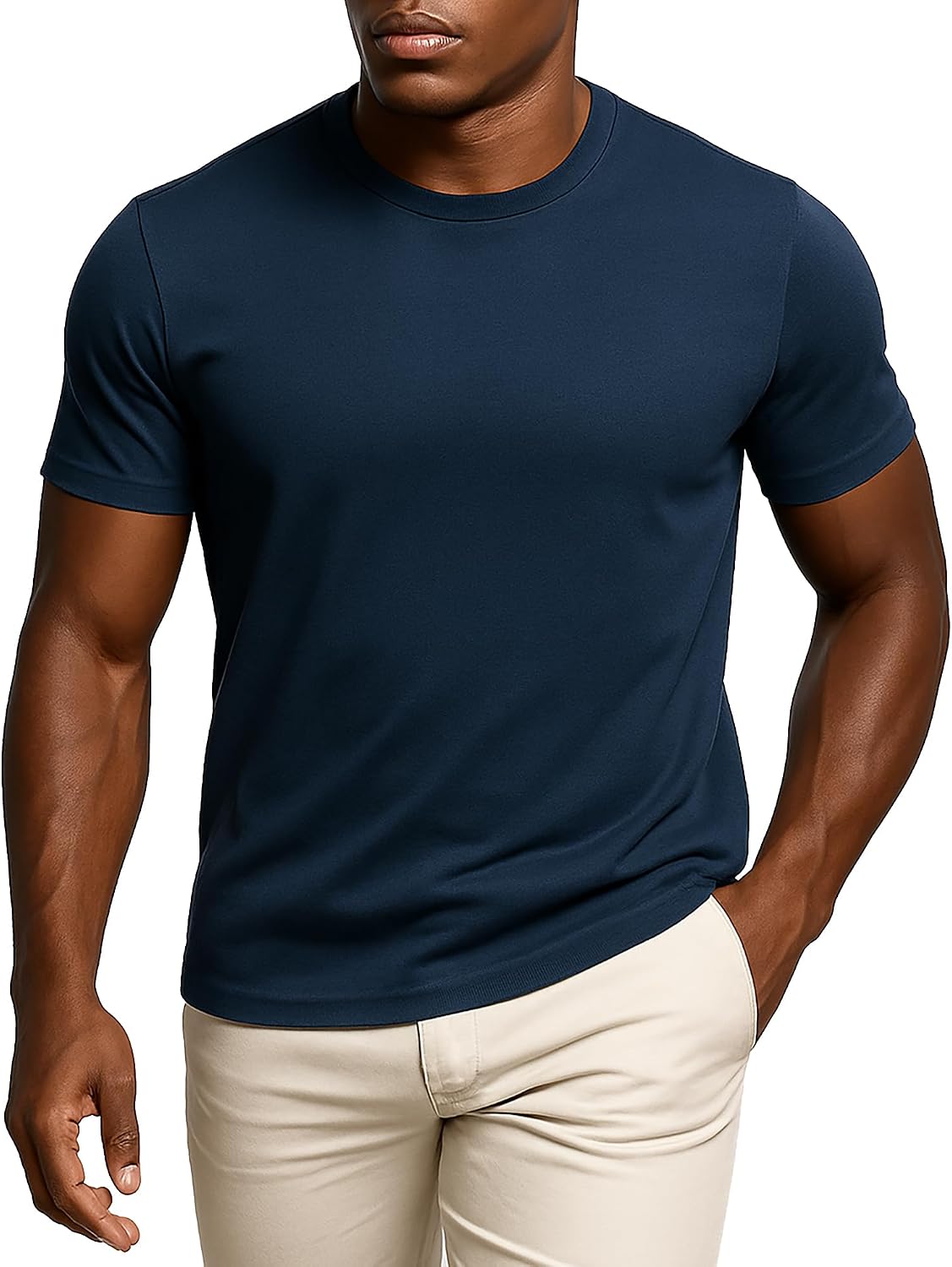 Thumbnail 6 de Leif Nelson Herren T-Shirt Slim Fit: Basic Kurzarm Rundhals aus 100% Baumwolle