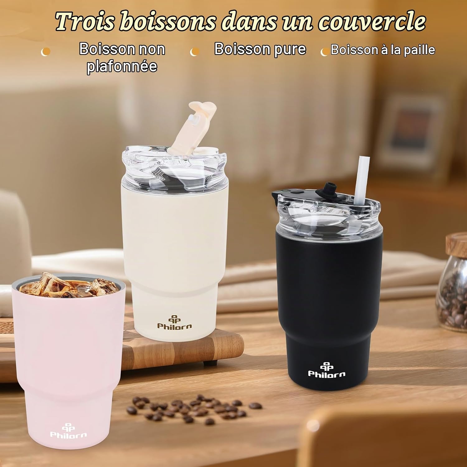 Detalle de PHILORN 92CM-SI-9WP thermobeker van 400 ml, dubbelwandig, wit