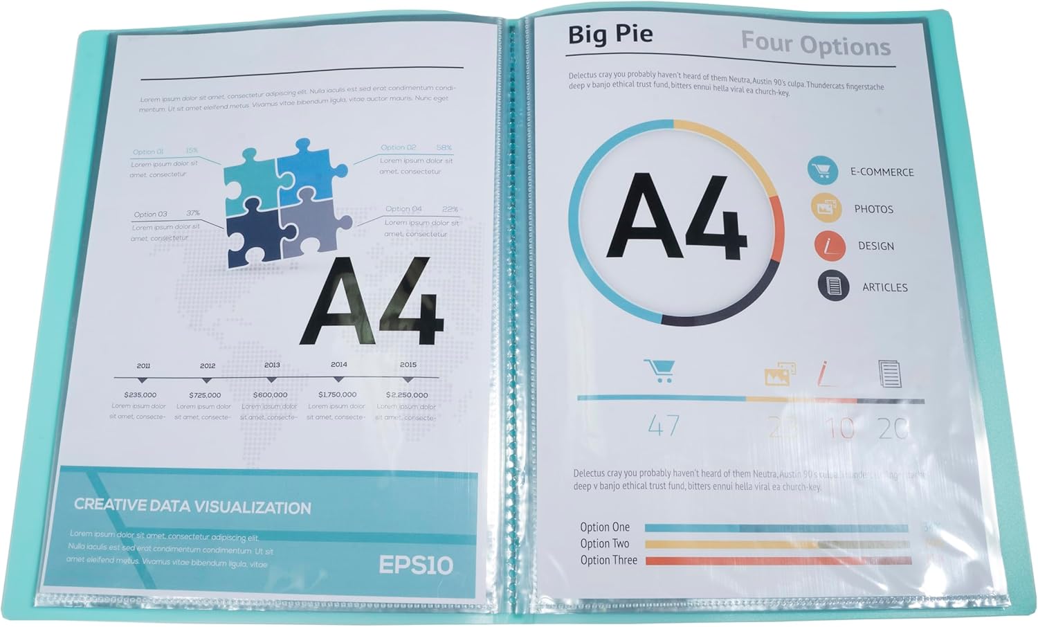 Thumbnail 4 de Exacompta Chromaline pastel - Paquet de 5 protège-documents A4, 20 poches, 40 vues, 24 x 32 cm