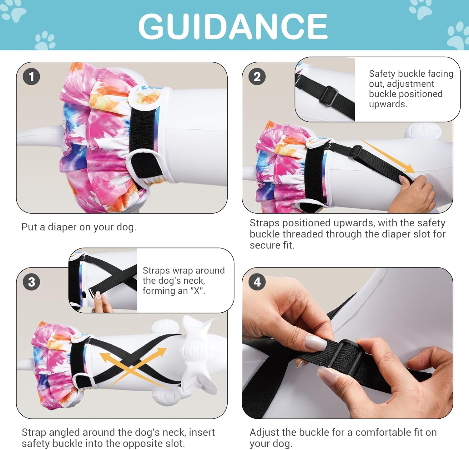 Thumbnail 6 de Avont 3er-Pack wiederverwendbare Hundewindeln mit abnehmbaren Trägern