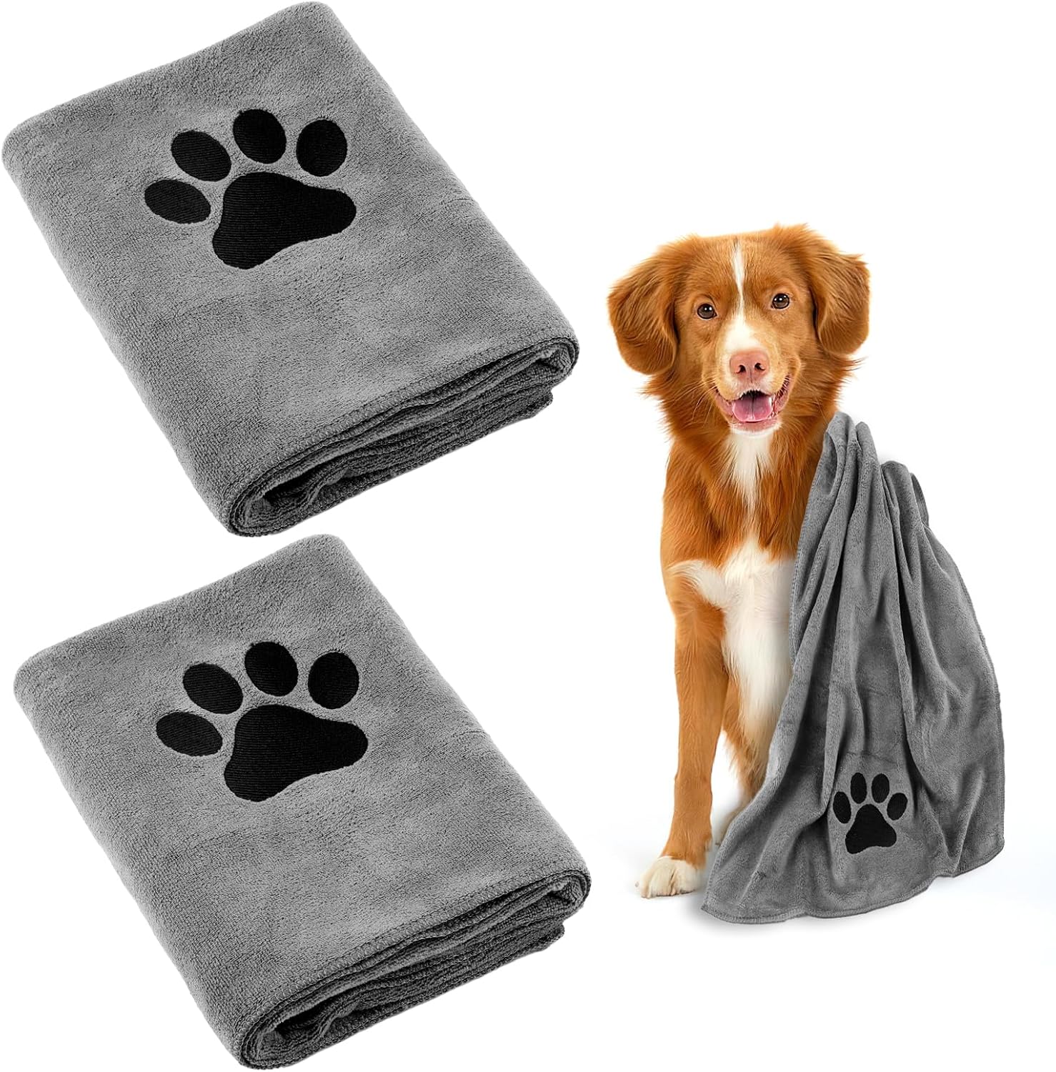 Detalle de Hundehandtuch 2 Stück – Extra Sauggfähig, 100 × 50 cm, Mikrofaser, schnelltrocknend