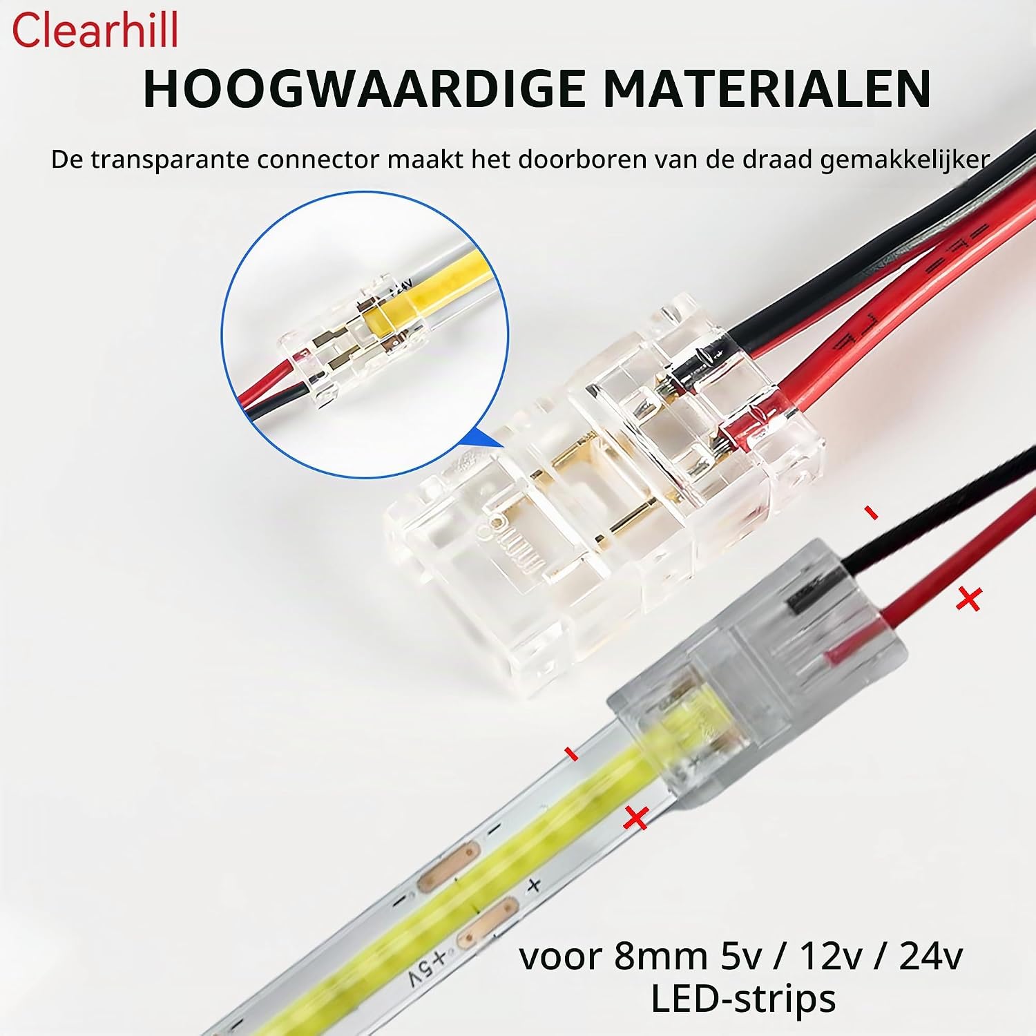 Thumbnail 1 de Clearhill CON-8MM2PIN-STL20P LED-stripconnectoren, 8 mm, 2-polig en soldeervrij