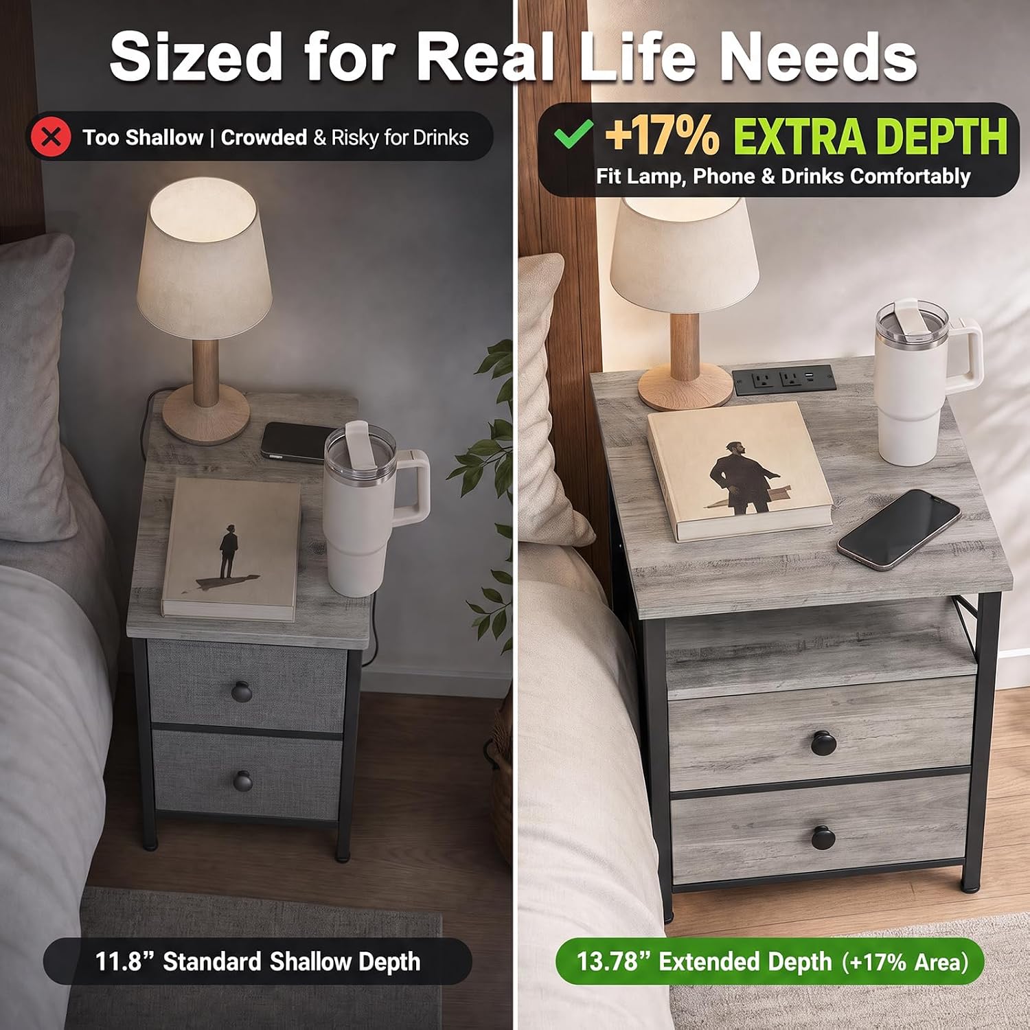 Thumbnail 4 de AMHANCIBLE Nightstands Set of 2