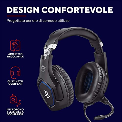 Detalle de GXTrust Forze-B: Cuffie PS4 e PS5 con Licenza Ufficiale PlayStation – Nero