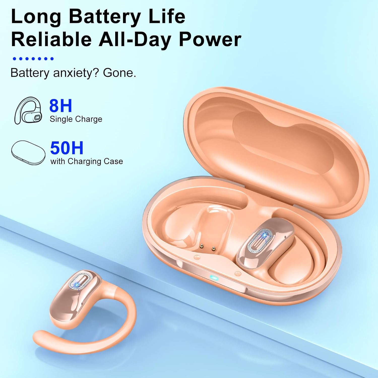 Thumbnail 1 de Qecnato Open Ear Headphones: Wireless Open-Ear Earbuds with Hooks for Running