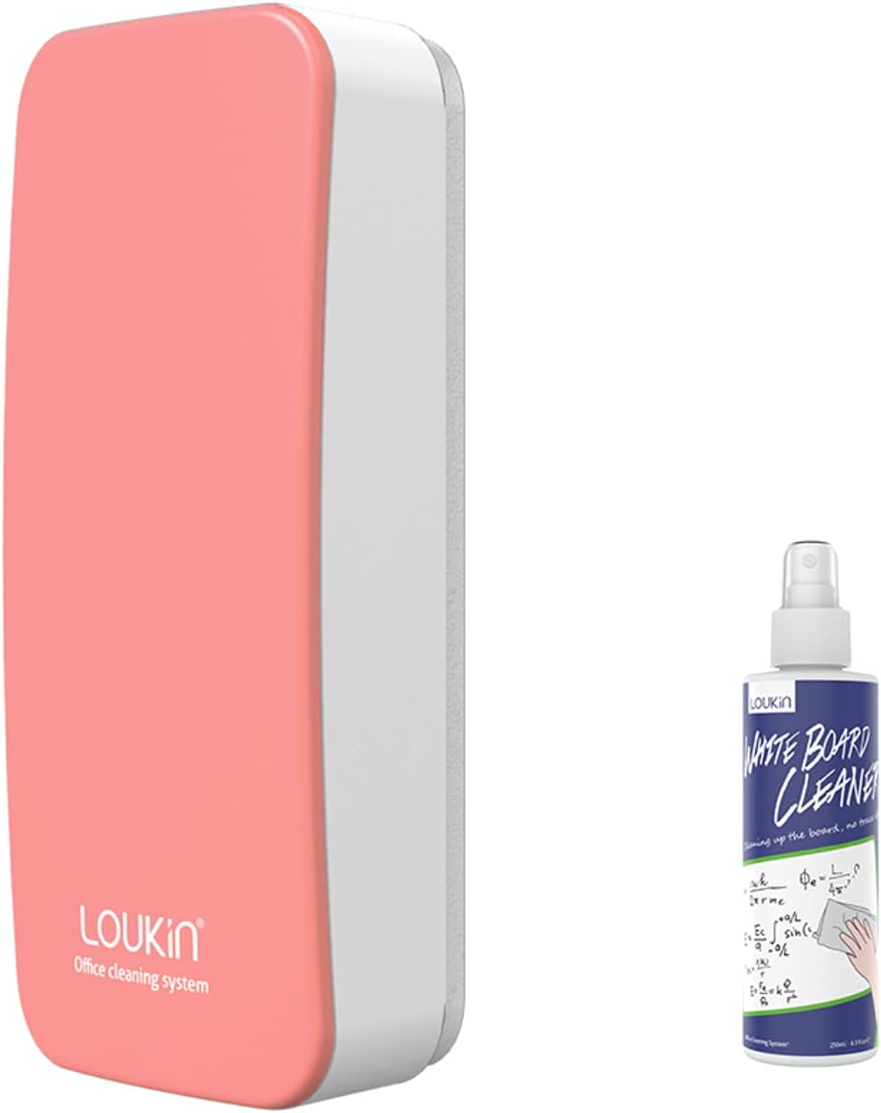 Loukin Magnetic Dry Erase Eraser with Built-in Cleaner (Pink) for Whiteboards, Glass Boards & Note Boards