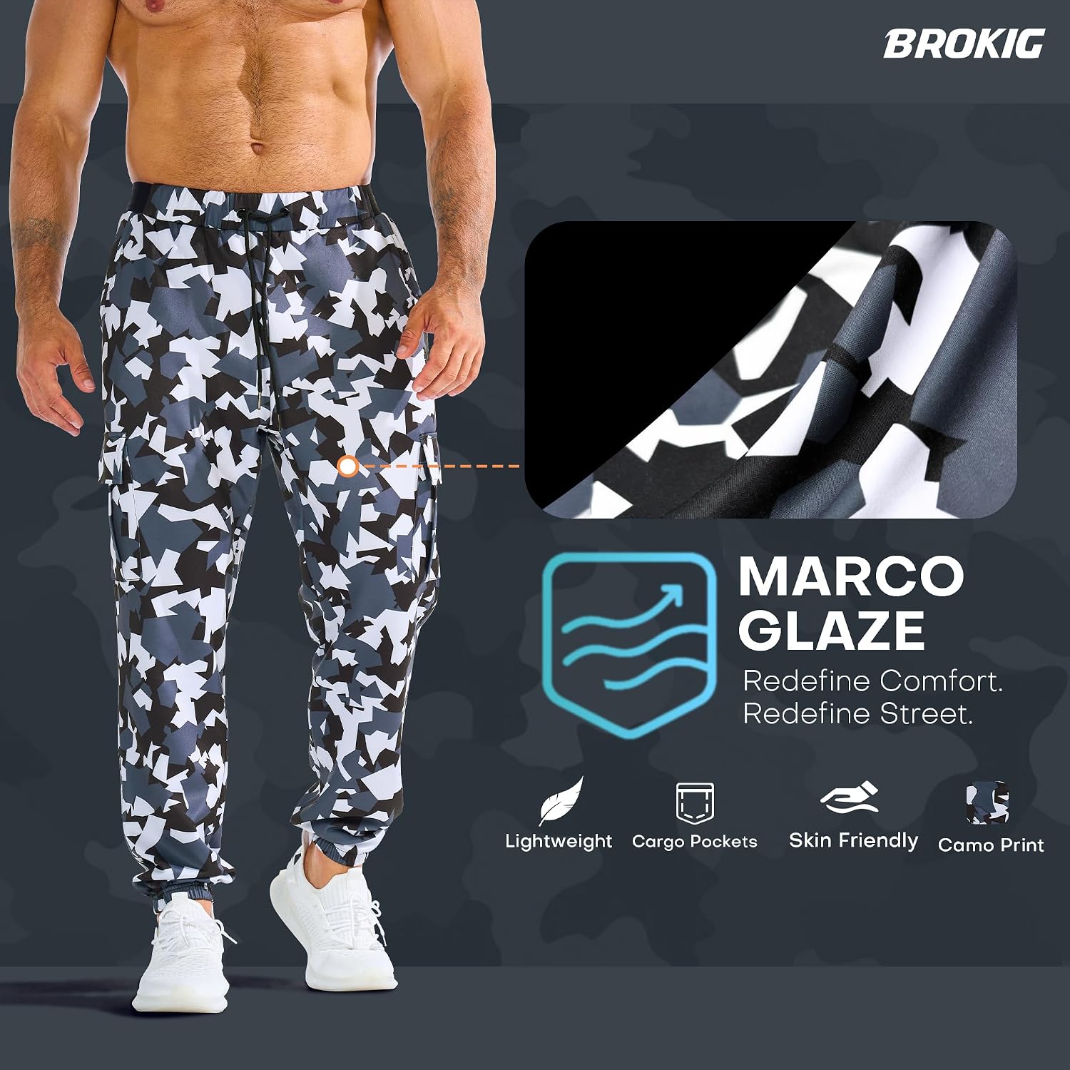 Thumbnail 2 de BROKIG Mens Gym Trousers: Lightweight Camouflage Joggers for Training and Beyond